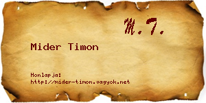 Mider Timon névjegykártya
